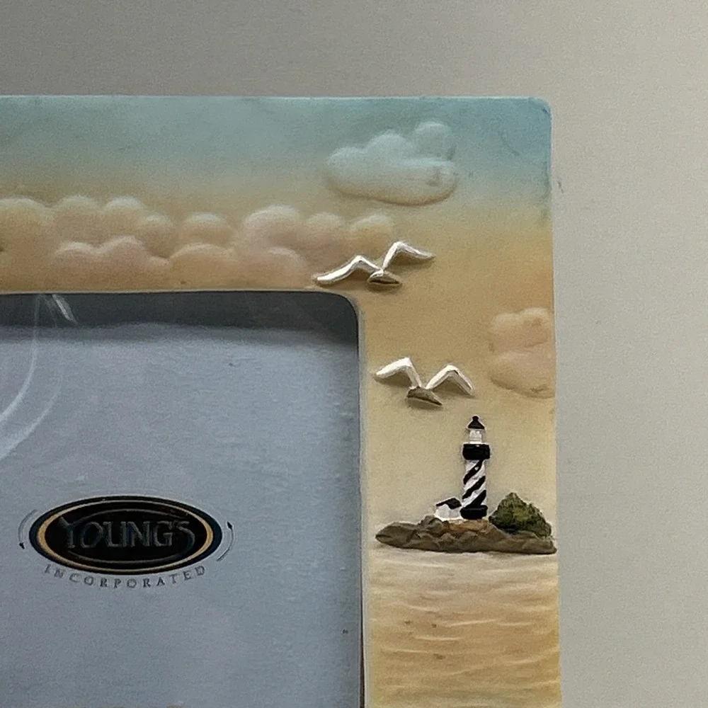 Youngs Inc Nautical Lighthouse Pier Resin Picture‎ Frame 3.5x5 Coastal